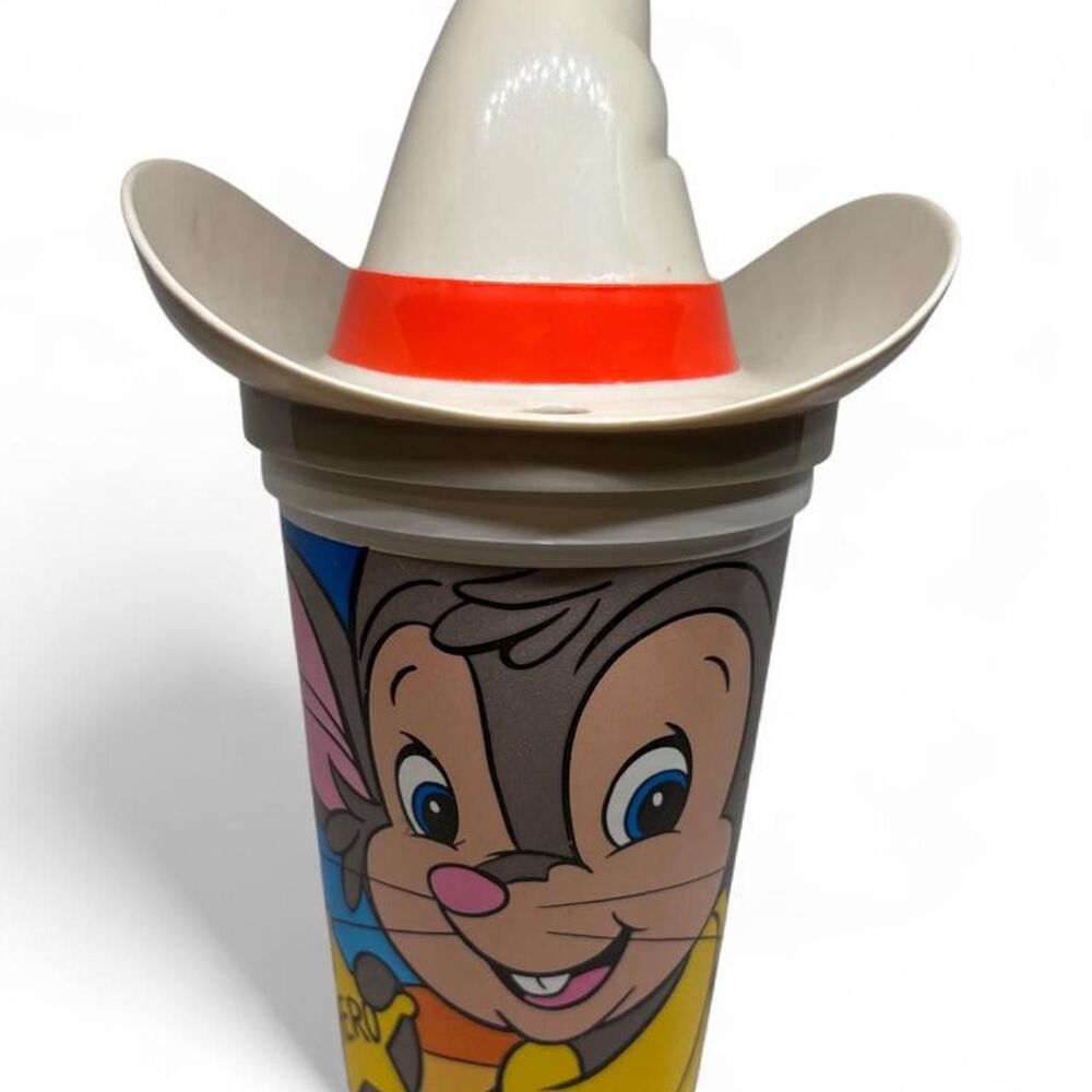Vintage 1991 Pizza Hut Fievel Goes West Cup Cowboy Hat Lid Retro